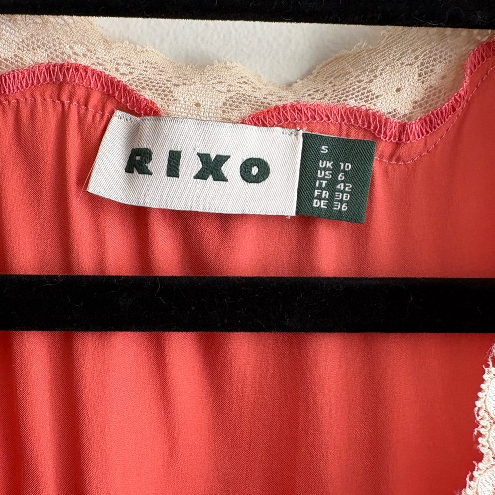 RIXO Coral and Cream Dress- Clarice Silk Dress - Picture 5 of 7